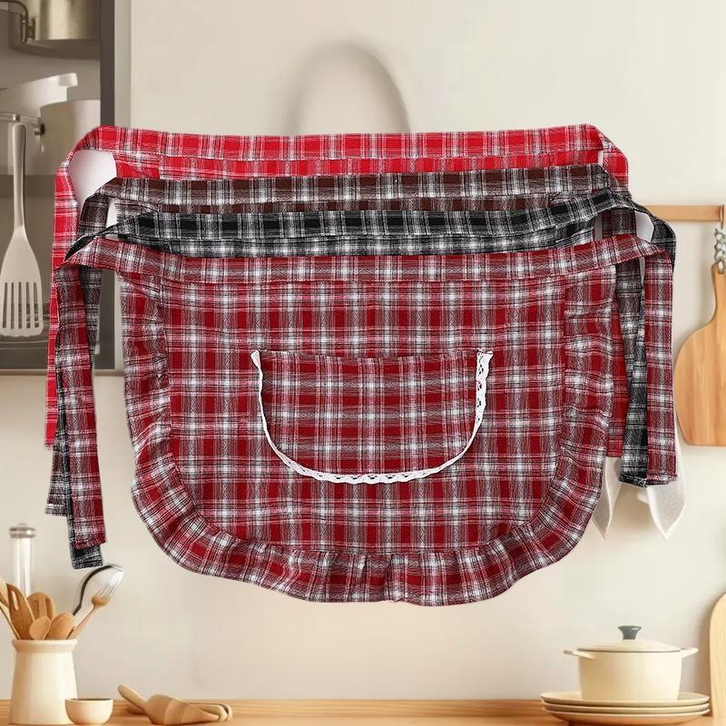 エプロン スクエアチェック ハーフウエストエプロン 綿素材  - Home Cooking Service のレビューと価格